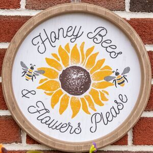 Farmhouse Sign HONEY BEES SUNFLOWER Home Decor Wall Hanging Summer Porch